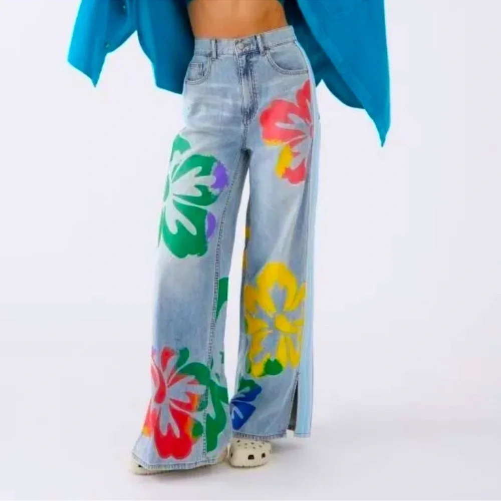 New Urban Outfitters BDG 90s Skater Baggy Jeans Denim Race Track Stripe 26